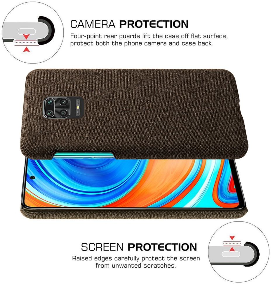 Xiaomi Redmi Note 9S / Note 9 Pro Stoffen Hoesje Back Cover Bruin afbeelding 5