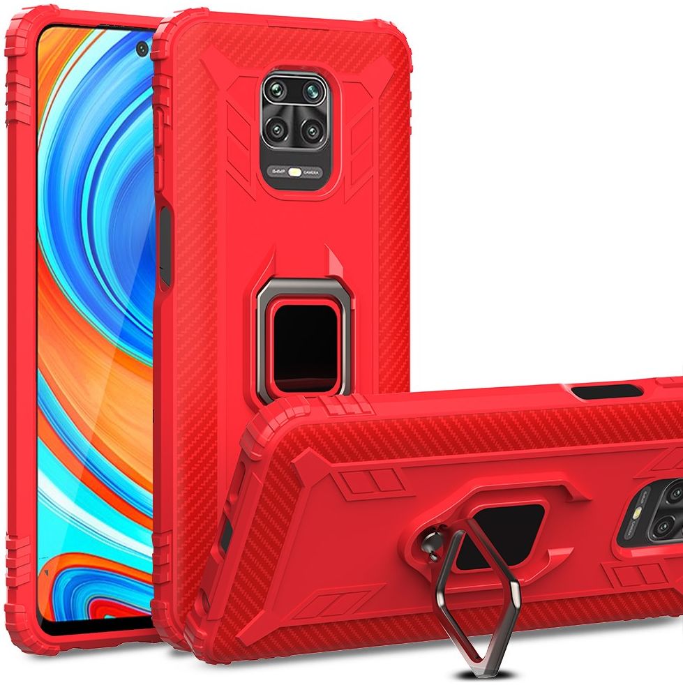 Xiaomi Redmi Note 9S / Note 9 Pro Hybride Hoesje Met Kickstand Rood afbeelding 1