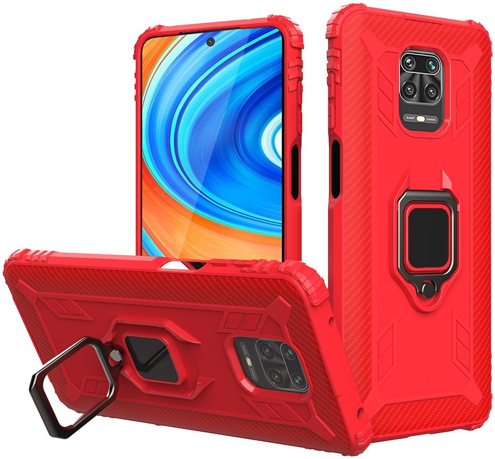 Xiaomi Redmi Note 9S / Note 9 Pro Hybride Hoesje Met Kickstand Rood afbeelding 3