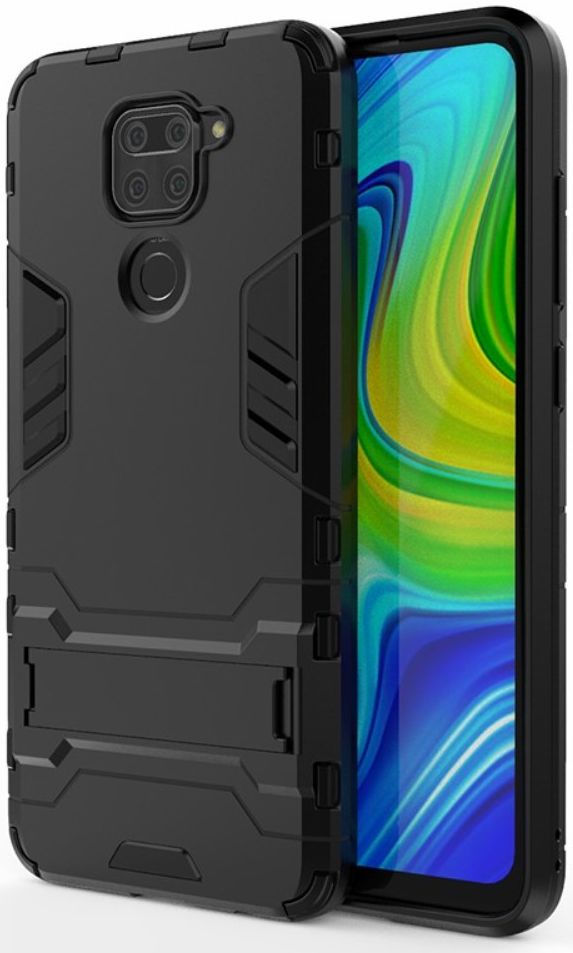 Xiaomi Redmi Note 9 Hybride Hoesje met Kickstand Zwart afbeelding 1