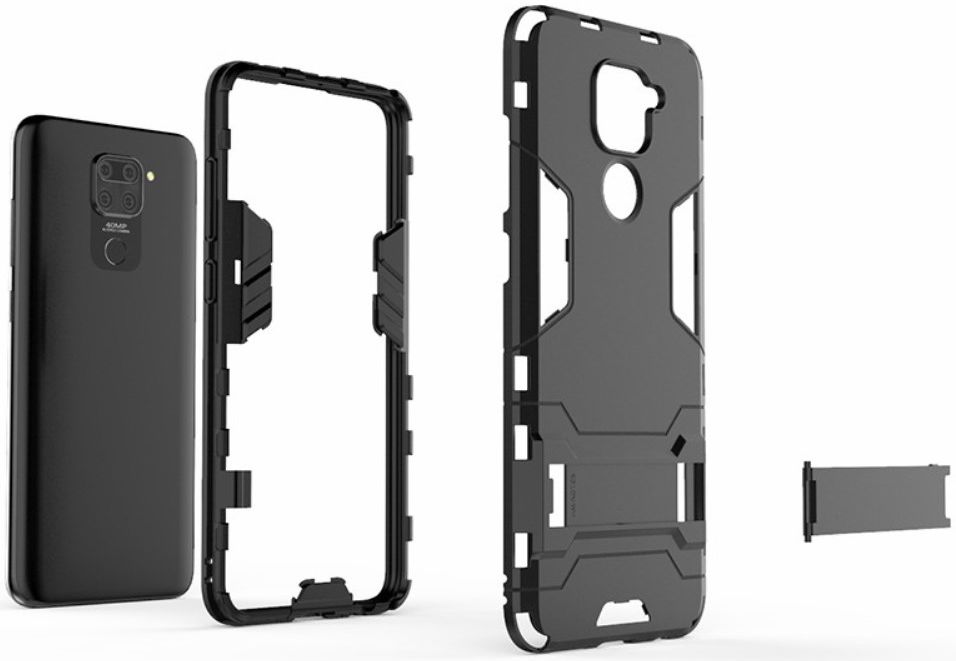 Xiaomi Redmi Note 9 Hybride Hoesje met Kickstand Zwart afbeelding 4