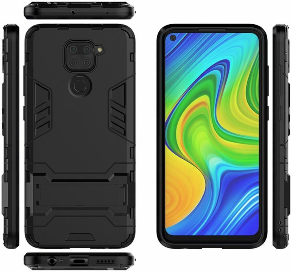 Xiaomi Redmi Note 9 Hybride Hoesje met Kickstand Zwart afbeelding 7