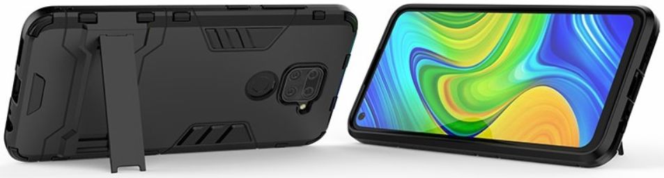 Xiaomi Redmi Note 9 Hybride Hoesje met Kickstand Zwart afbeelding 3