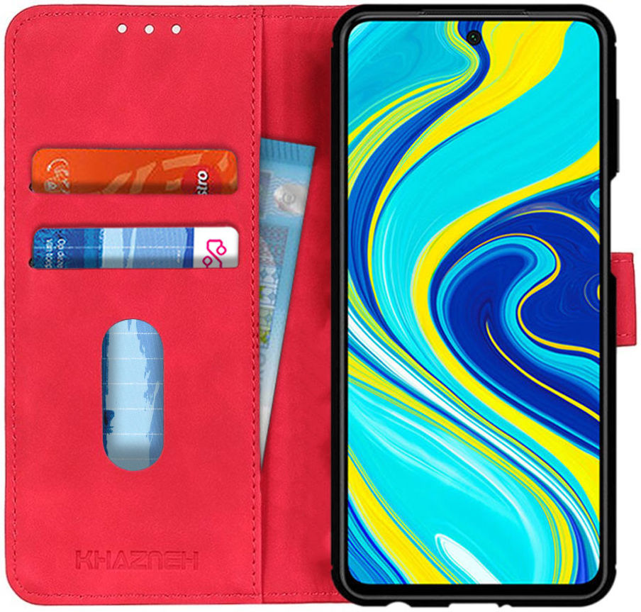 Xiaomi Redmi Note 9S / Note 9 Pro Hoesje Vintage Wallet Rood afbeelding 1