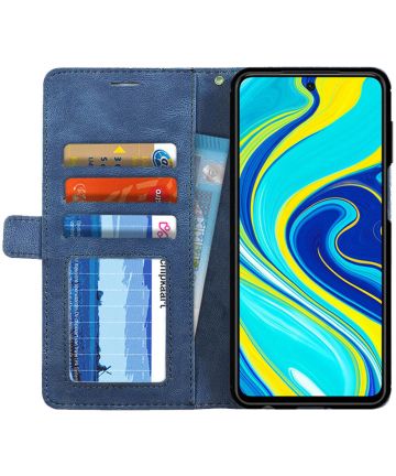 Xiaomi Redmi Note 9S / Note 9 Pro Hoesje Vintage Wallet Blauw Hoesjes