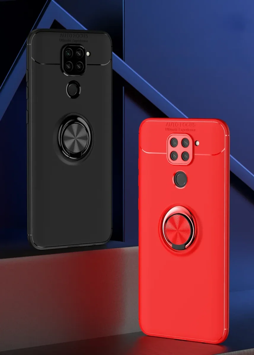 Xiaomi Redmi Note 9 Hoesje met Ring Kickstand Zwart afbeelding 3