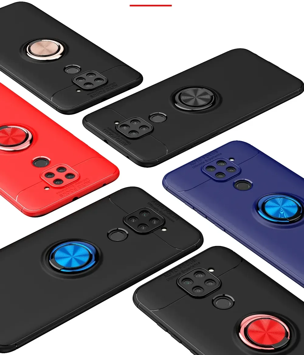 Xiaomi Redmi Note 9 Hoesje met Ring Kickstand Zwart afbeelding 4