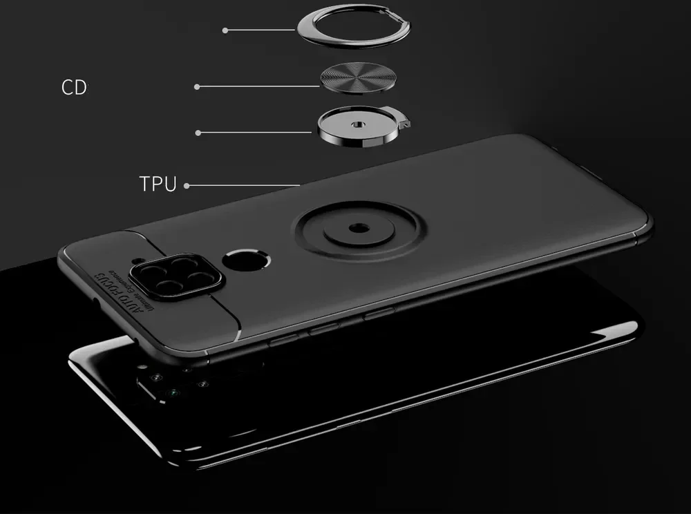 Xiaomi Redmi Note 9 Hoesje met Ring Kickstand Zwart afbeelding 5