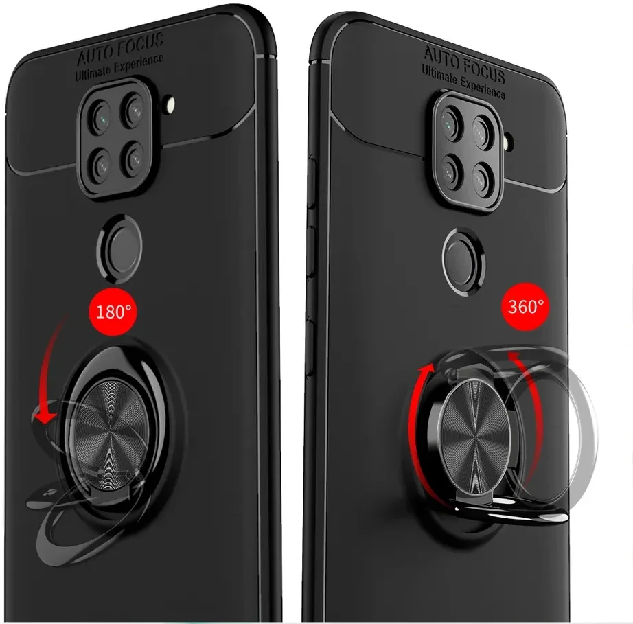 Xiaomi Redmi Note 9 Hoesje met Ring Kickstand Zwart afbeelding 6