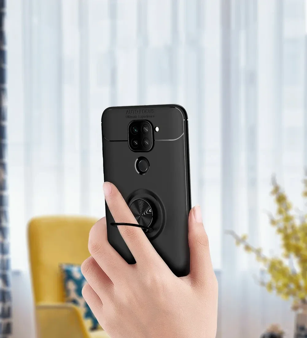 Xiaomi Redmi Note 9 Hoesje met Ring Kickstand Zwart afbeelding 7