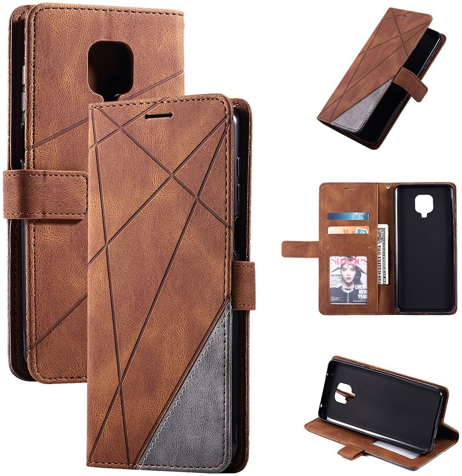 Xiaomi Redmi Note 9S / Note 9 Pro Hoesje Geometrie Portemonnee Bruin afbeelding 3