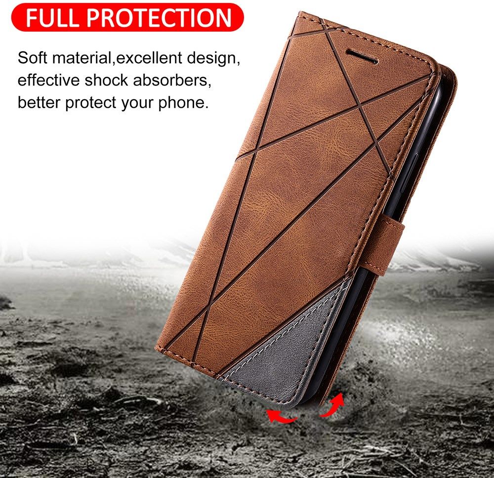 Xiaomi Redmi Note 9S / Note 9 Pro Hoesje Geometrie Portemonnee Bruin afbeelding 8