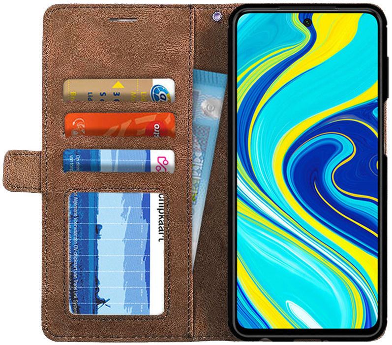 Xiaomi Redmi Note 9S / Note 9 Pro Hoesje Geometrie Portemonnee Bruin afbeelding 1