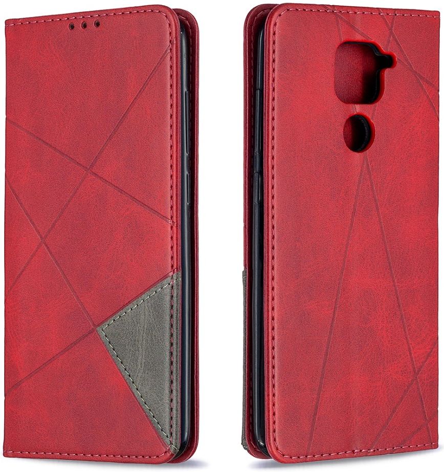 Xiaomi Redmi Note 9 Hoesje Geometrie Portemonnee Rood afbeelding 4