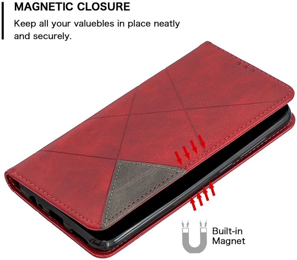 Xiaomi Redmi Note 9 Hoesje Geometrie Portemonnee Rood afbeelding 6