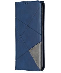 Xiaomi Redmi Note 9 Hoesje Geometrie Portemonnee Blauw
