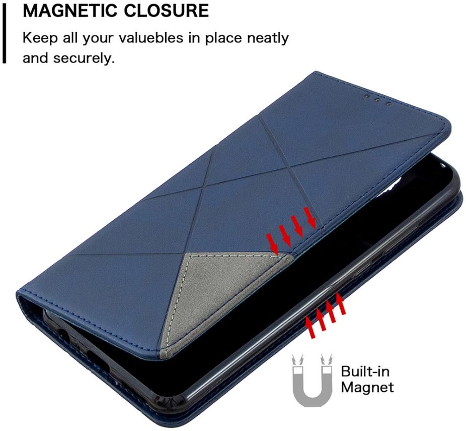 Xiaomi Redmi Note 9 Hoesje Geometrie Portemonnee Blauw afbeelding 6