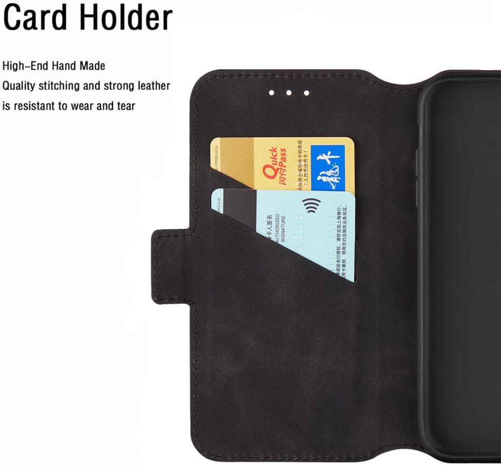 Xiaomi Redmi Note 9 Vintage Book Case Hoesje Zwart afbeelding 5