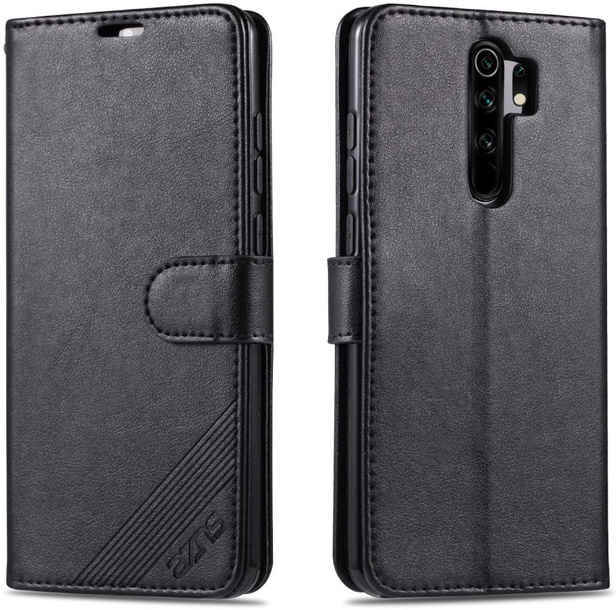 AZNS Xiaomi Redmi 9 Portemonnee Stand Hoesje Zwart afbeelding 1