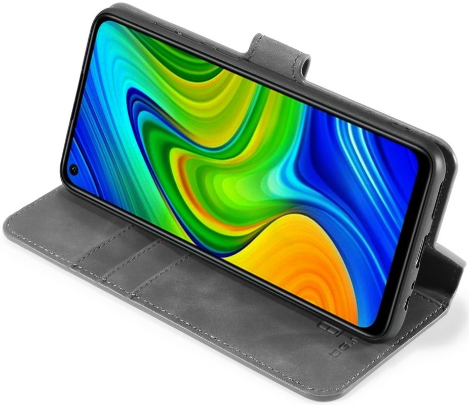 DG Ming Retro Portemonnee Xiaomi Redmi Note 9 Hoesje Grijs afbeelding 2