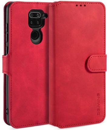 DG Ming Retro Portemonnee Xiaomi Redmi Note 9 Hoesje Rood Hoesjes