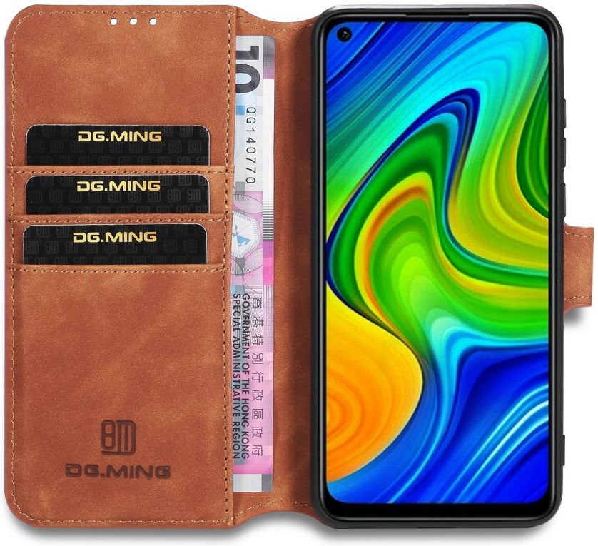 DG Ming Retro Portemonnee Xiaomi Redmi Note 9 Hoesje Bruin afbeelding 9