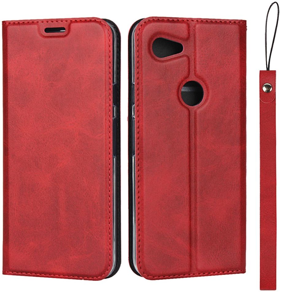 Google Pixel 3A XL Hoesje Vintage Bookcase met Kaarthouder Rood afbeelding 1