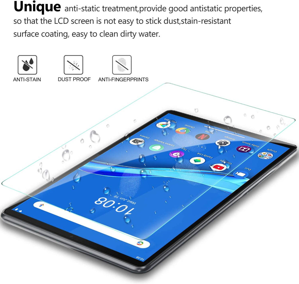 Lenovo Tab M10 (HD) Gen 1 0.3mm Edge Tempered Glass Screenprotector afbeelding 3