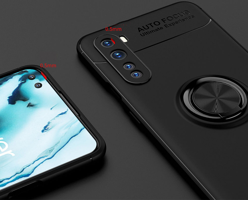OnePlus Nord Hoesje met Metalen Magnetische Ring Kickstand Zwart afbeelding 12