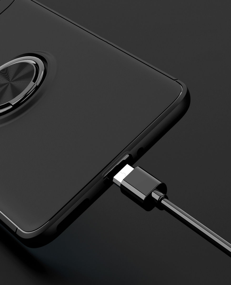 OnePlus Nord Hoesje met Metalen Magnetische Ring Kickstand Zwart afbeelding 14