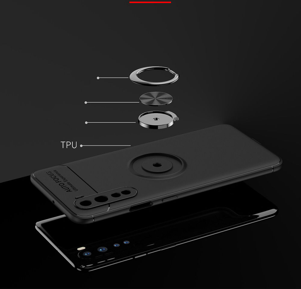 OnePlus Nord Hoesje met Metalen Magnetische Ring Kickstand Zwart afbeelding 5