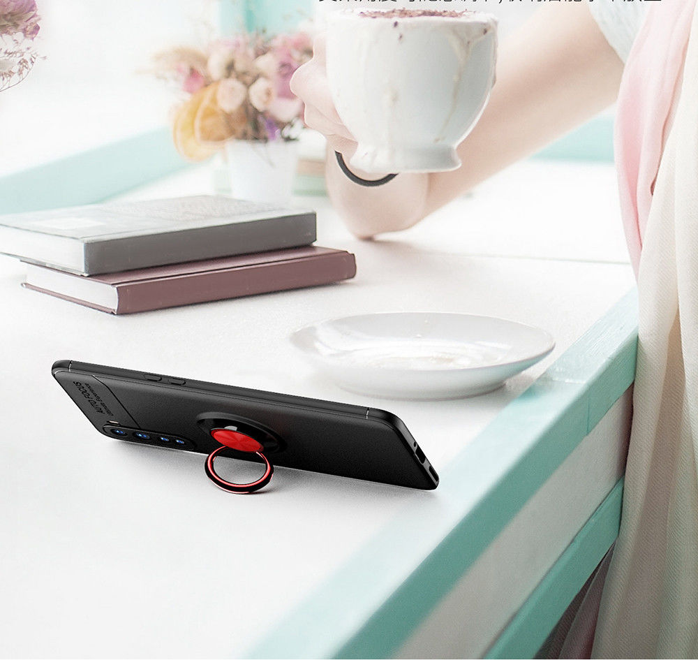 OnePlus Nord Hoesje met Metalen Magnetische Ring Kickstand Zwart afbeelding 7