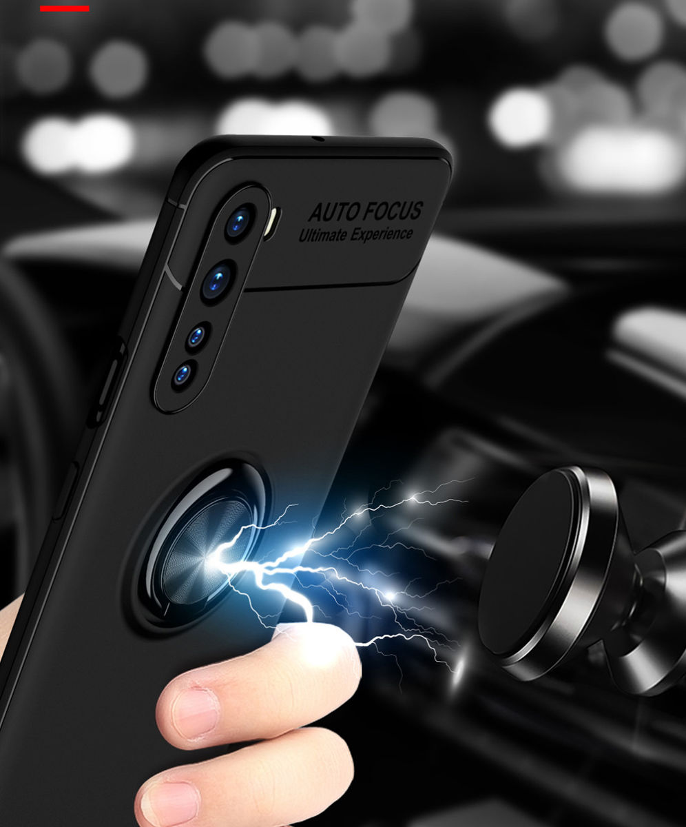 OnePlus Nord Hoesje met Metalen Magnetische Ring Kickstand Zwart afbeelding 8