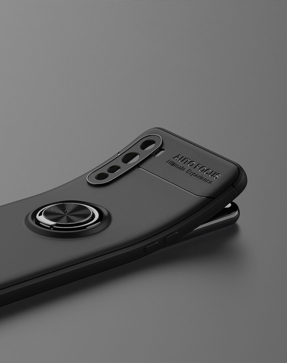 OnePlus Nord Hoesje met Metalen Magnetische Ring Kickstand Zwart afbeelding 9
