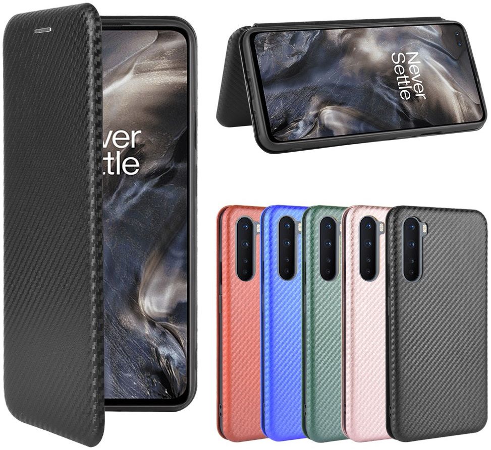 OnePlus Nord Carbon Fiber Portemonnee Hoesje Zwart afbeelding 10