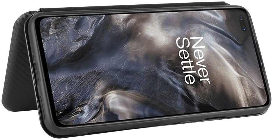 OnePlus Nord Carbon Fiber Portemonnee Hoesje Zwart afbeelding 3