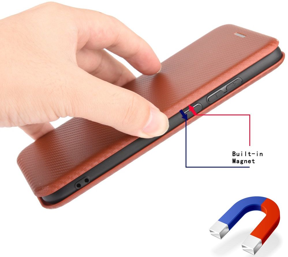 OnePlus Nord Carbon Fiber Portemonnee Hoesje Bruin afbeelding 5