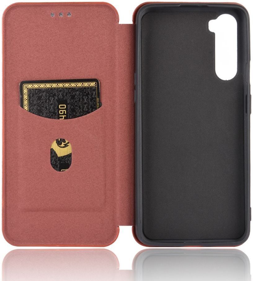 OnePlus Nord Carbon Fiber Portemonnee Hoesje Bruin afbeelding 7