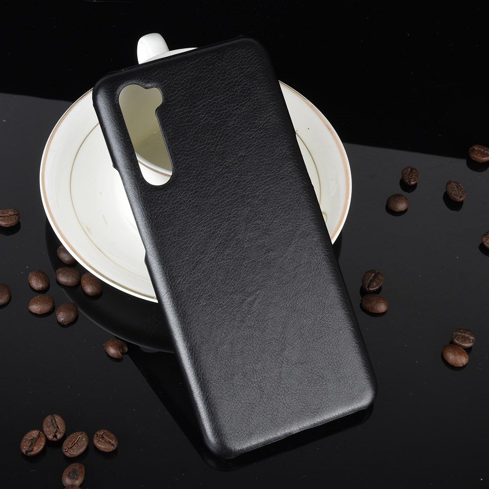 OnePlus Nord Hoesje Litchi Skin Backcover Zwart afbeelding 5