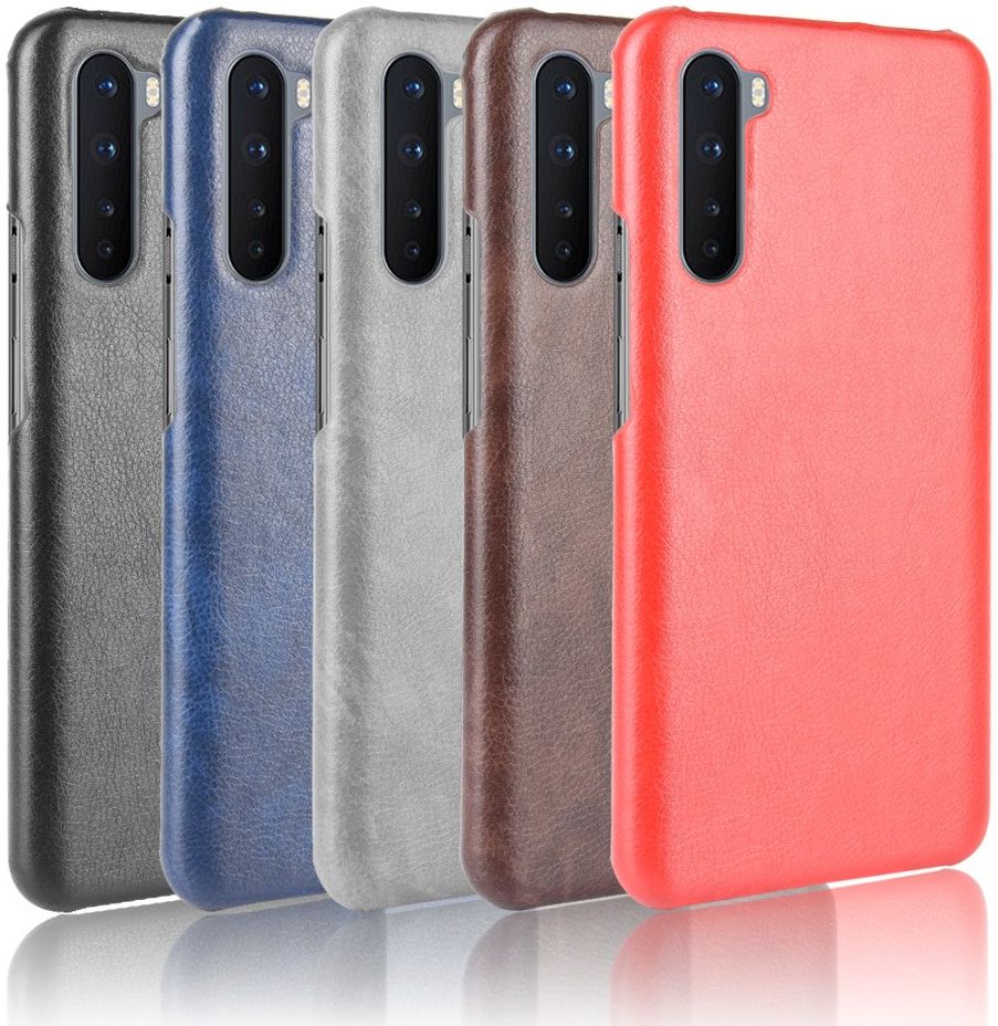 OnePlus Nord Hoesje Litchi Skin Backcover Zwart afbeelding 6