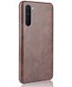 OnePlus Nord Hoesje Litchi Skin Backcover Bruin