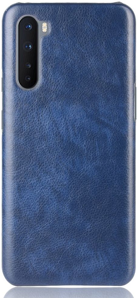 OnePlus Nord Hoesje Litchi Skin Backcover Blauw afbeelding 2