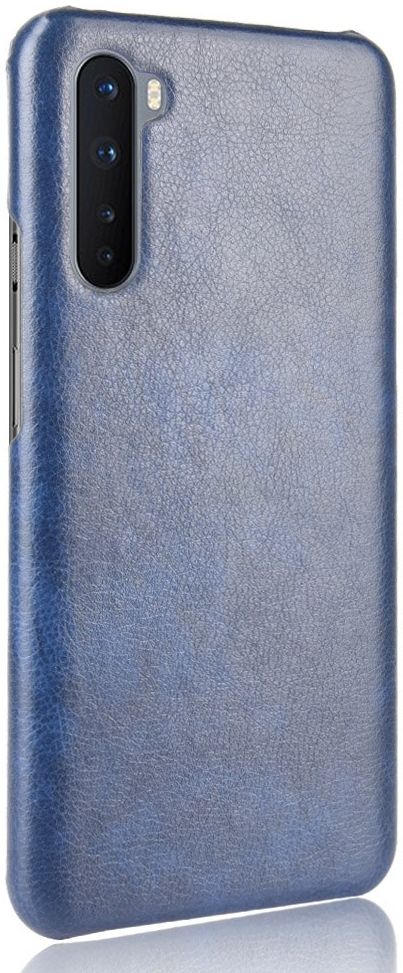 OnePlus Nord Hoesje Litchi Skin Backcover Blauw afbeelding 3