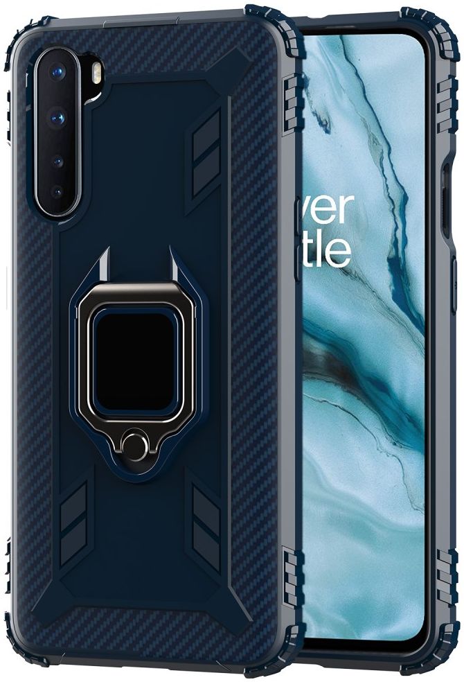 OnePlus Nord Hoesje met Ring Kickstand Blauw afbeelding 1
