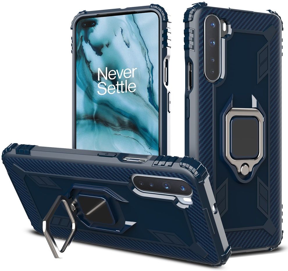 OnePlus Nord Hoesje met Ring Kickstand Blauw afbeelding 2