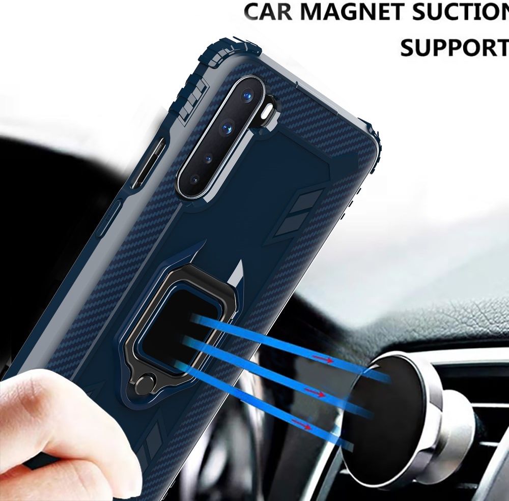 OnePlus Nord Hoesje met Ring Kickstand Blauw afbeelding 4