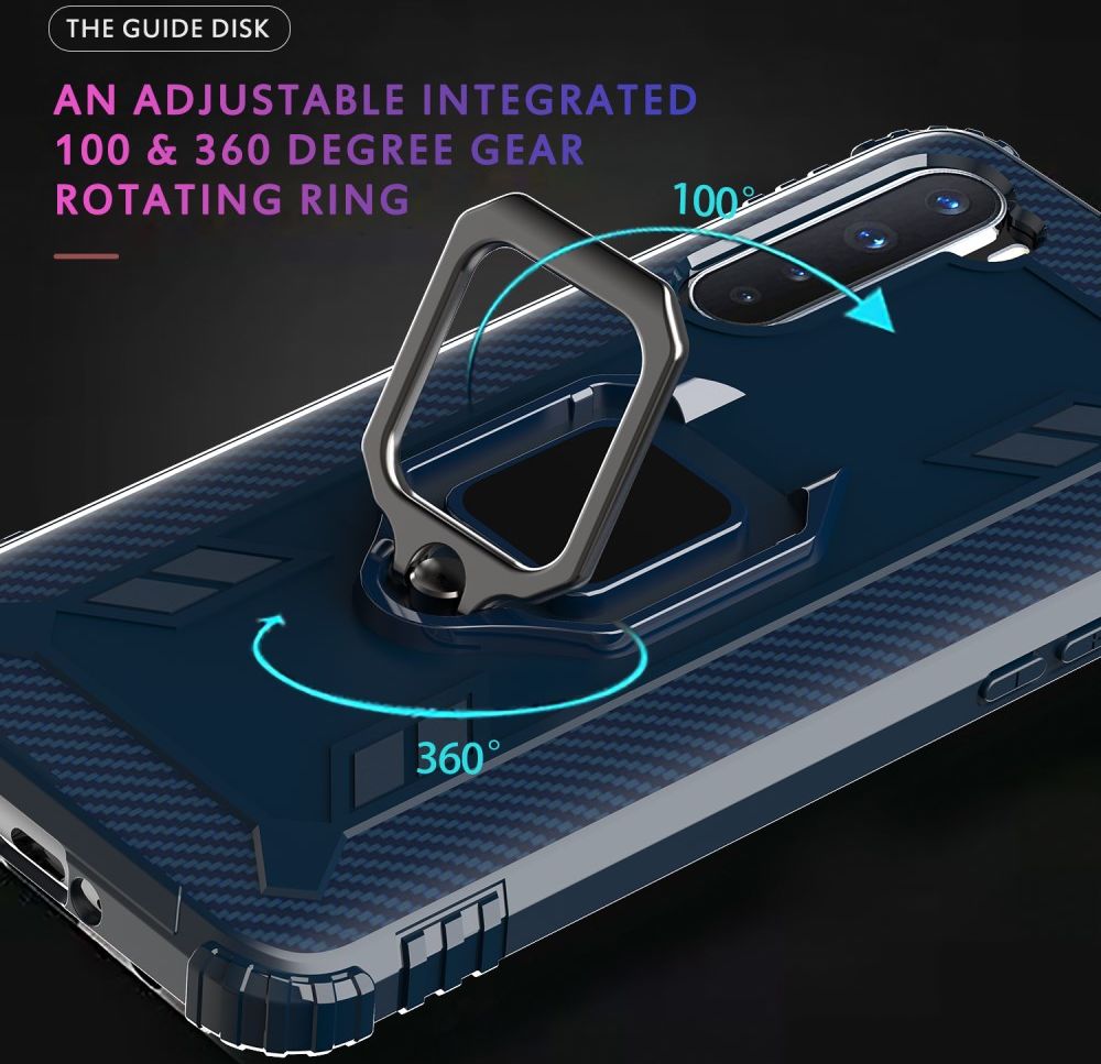 OnePlus Nord Hoesje met Ring Kickstand Blauw afbeelding 5