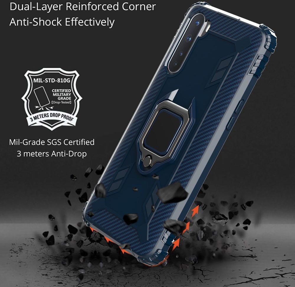OnePlus Nord Hoesje met Ring Kickstand Blauw afbeelding 7
