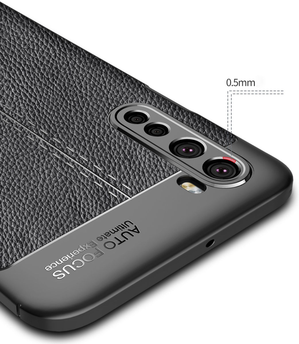 OnePlus Nord Litchi Hoesje TPU met Leren Textuur Blauw afbeelding 8