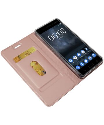 Nokia 6 (2017) Portemonnee Hoesje Kunstleer Rose Gold Hoesjes